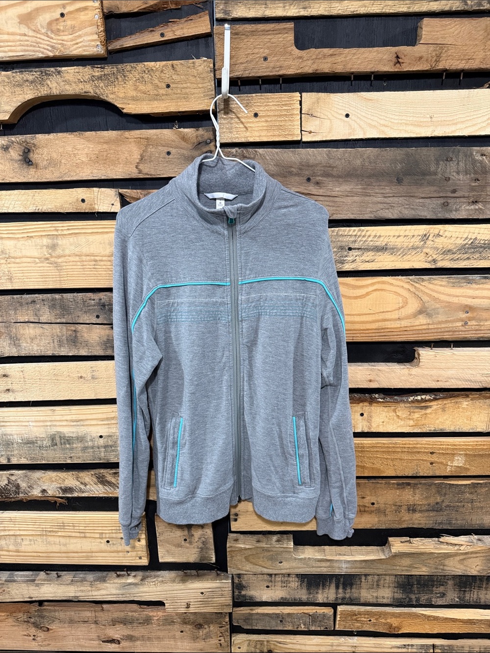 Lululemon Jacket Mens Small Full Zip Thermal Track Gray Blue Pockets Thumb
Holes